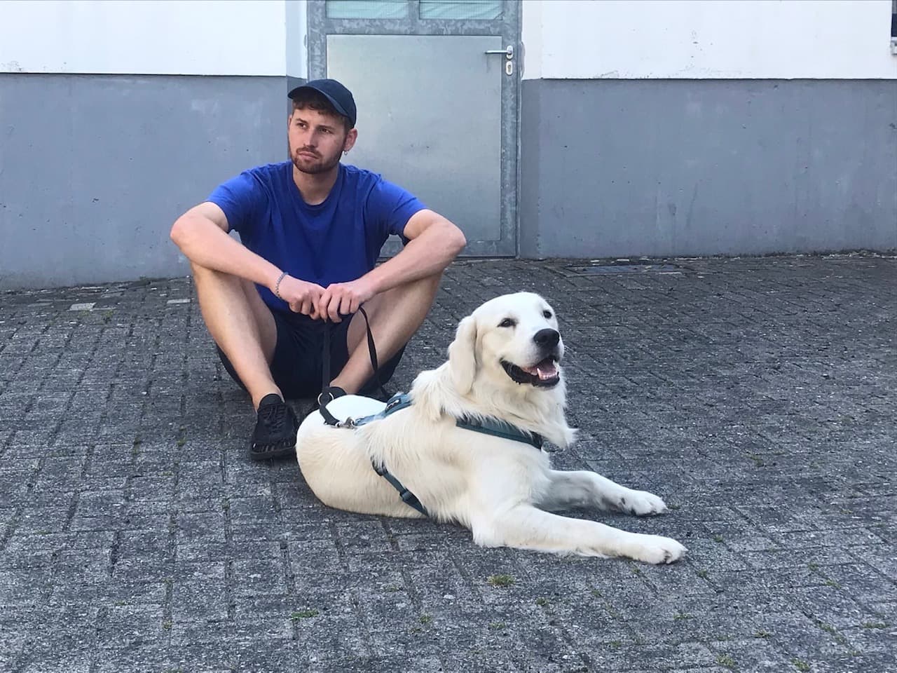Welpe Rudi mit seinem Besitzer